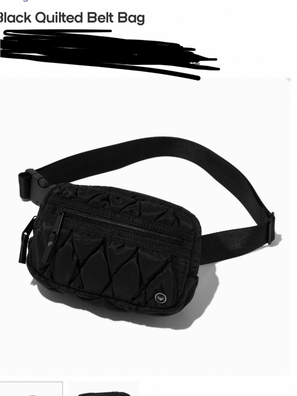 Claire's Black Quilted Belt Bag